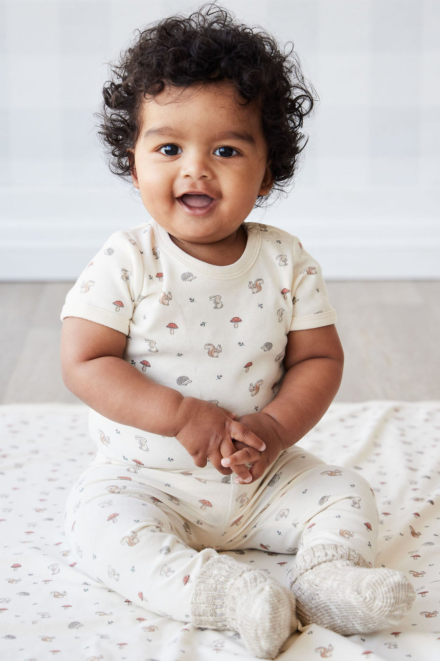 Organic Cotton Hudson Short Sleeve Bodysuit - Woodland Friends Childrens Bodysuit from Jamie Kay Australia