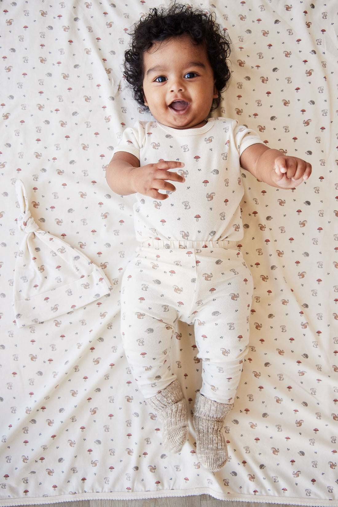 Organic Cotton Hudson Short Sleeve Bodysuit - Woodland Friends Childrens Bodysuit from Jamie Kay Australia