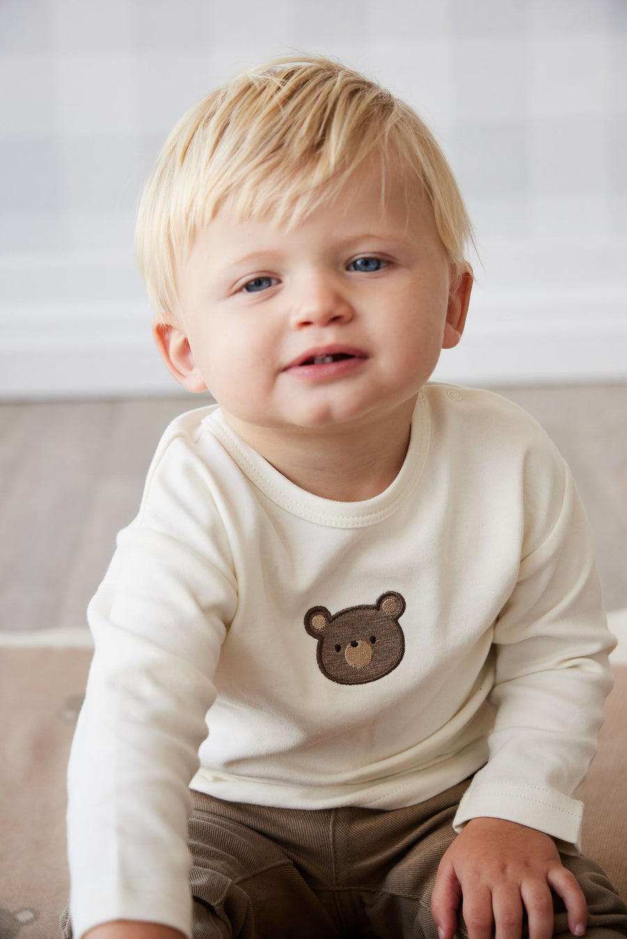 Pima Cotton Arnold Long Sleeve Top - Cloud Bear Childrens Top from Jamie Kay Australia