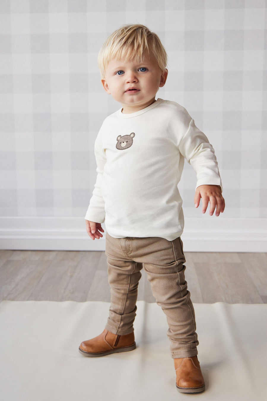 Pima Cotton Arnold Long Sleeve Top - Cloud Bear Childrens Top from Jamie Kay Australia