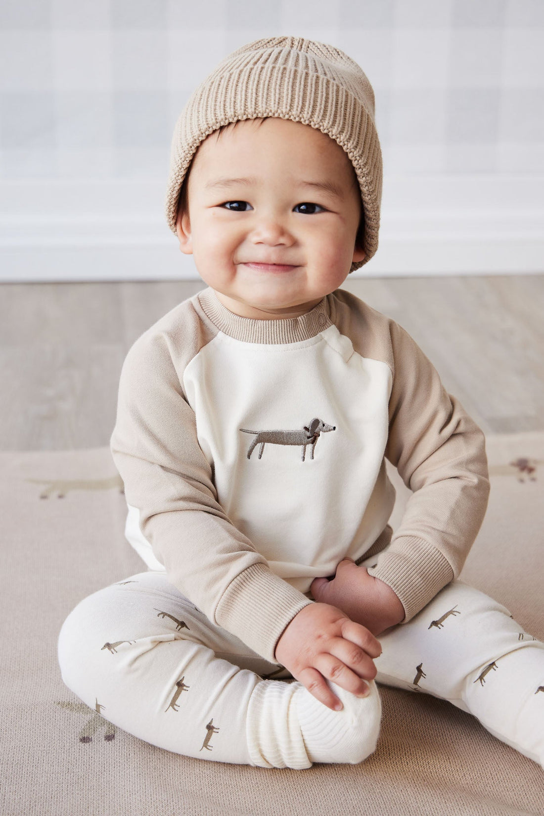 Organic Cotton Tao Sweatshirt - Cosy Basil Fawn Childrens Top from Jamie Kay Australia