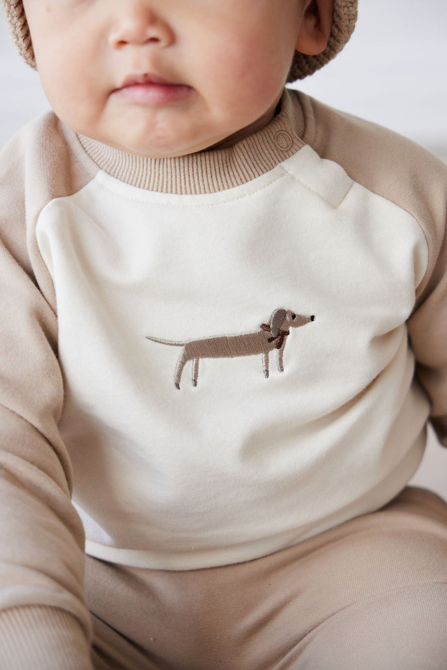 Organic Cotton Tao Sweatshirt - Cosy Basil Fawn Childrens Top from Jamie Kay Australia