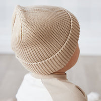 Leon Knitted Beanie - Fawn Childrens Hat from Jamie Kay Australia