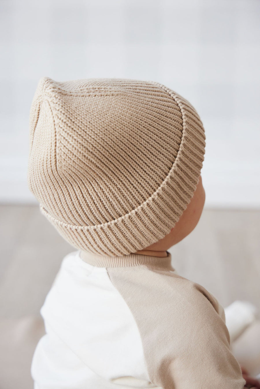 Leon Knitted Beanie - Fawn Childrens Hat from Jamie Kay Australia