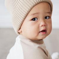 Leon Knitted Beanie - Fawn Childrens Hat from Jamie Kay Australia