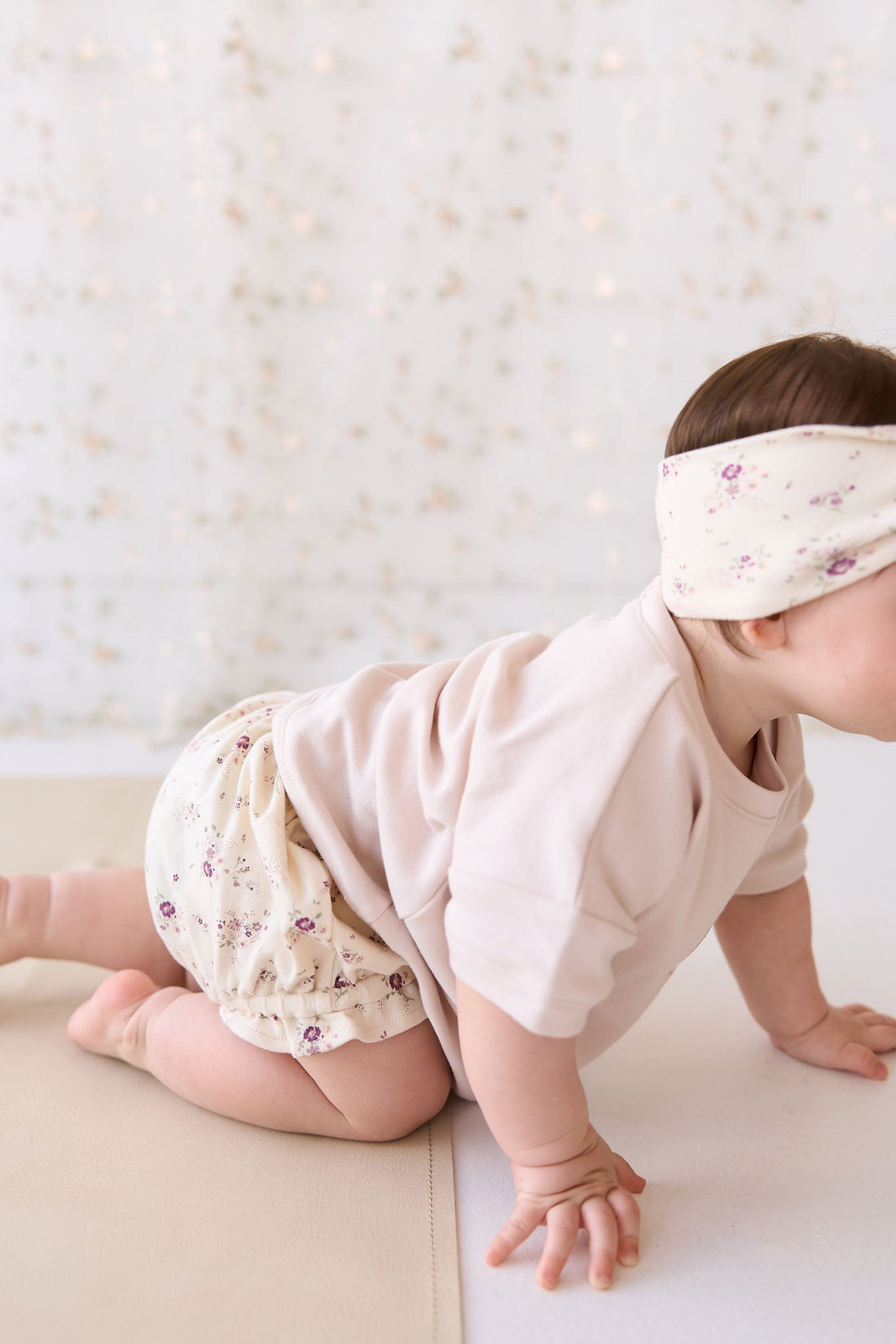 Organic Cotton Frill Bloomer - Sweet William Floral Natural Childrens Bloomer from Jamie Kay Australia