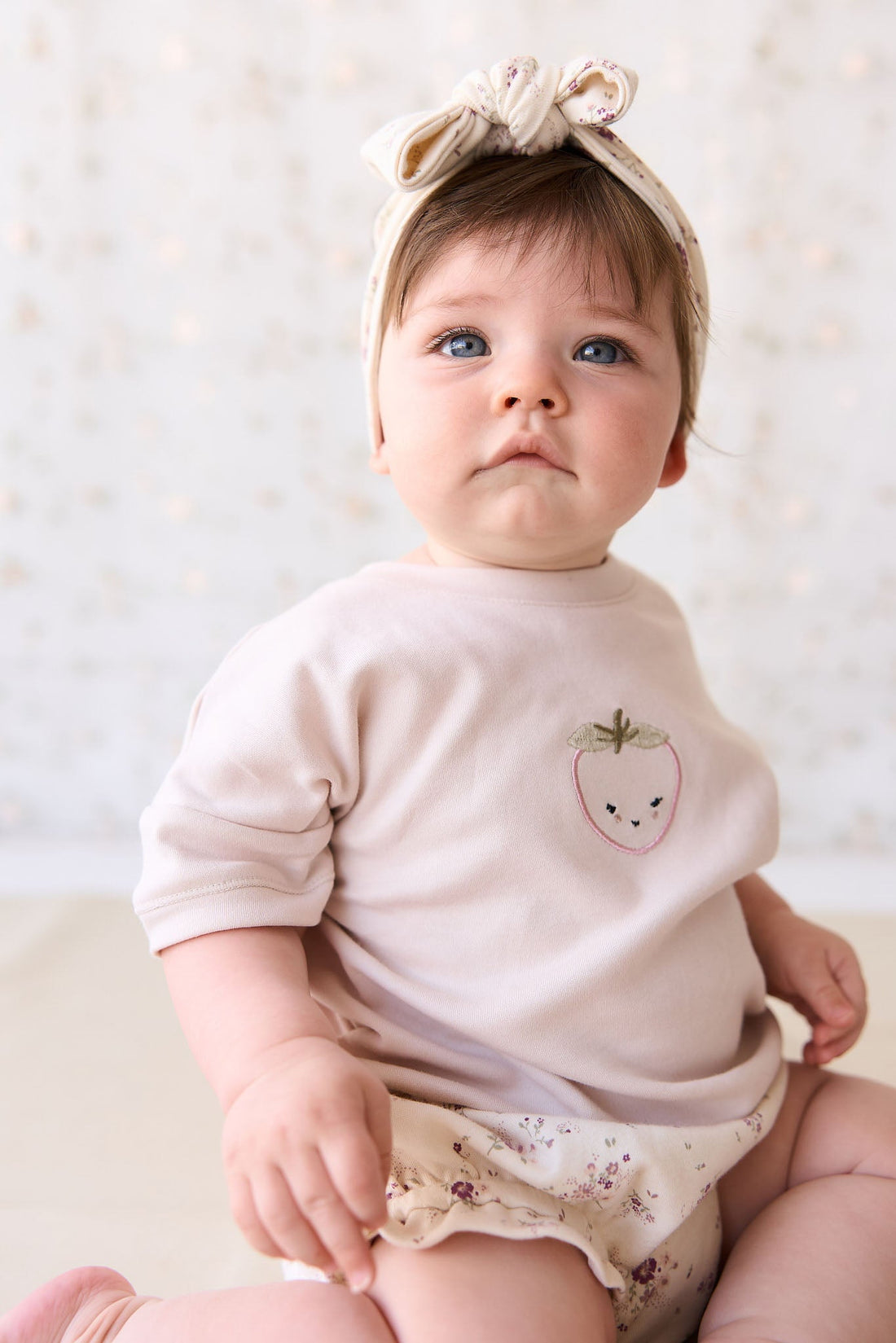 Organic Cotton Frill Bloomer - Sweet William Floral Natural Childrens Bloomer from Jamie Kay Australia