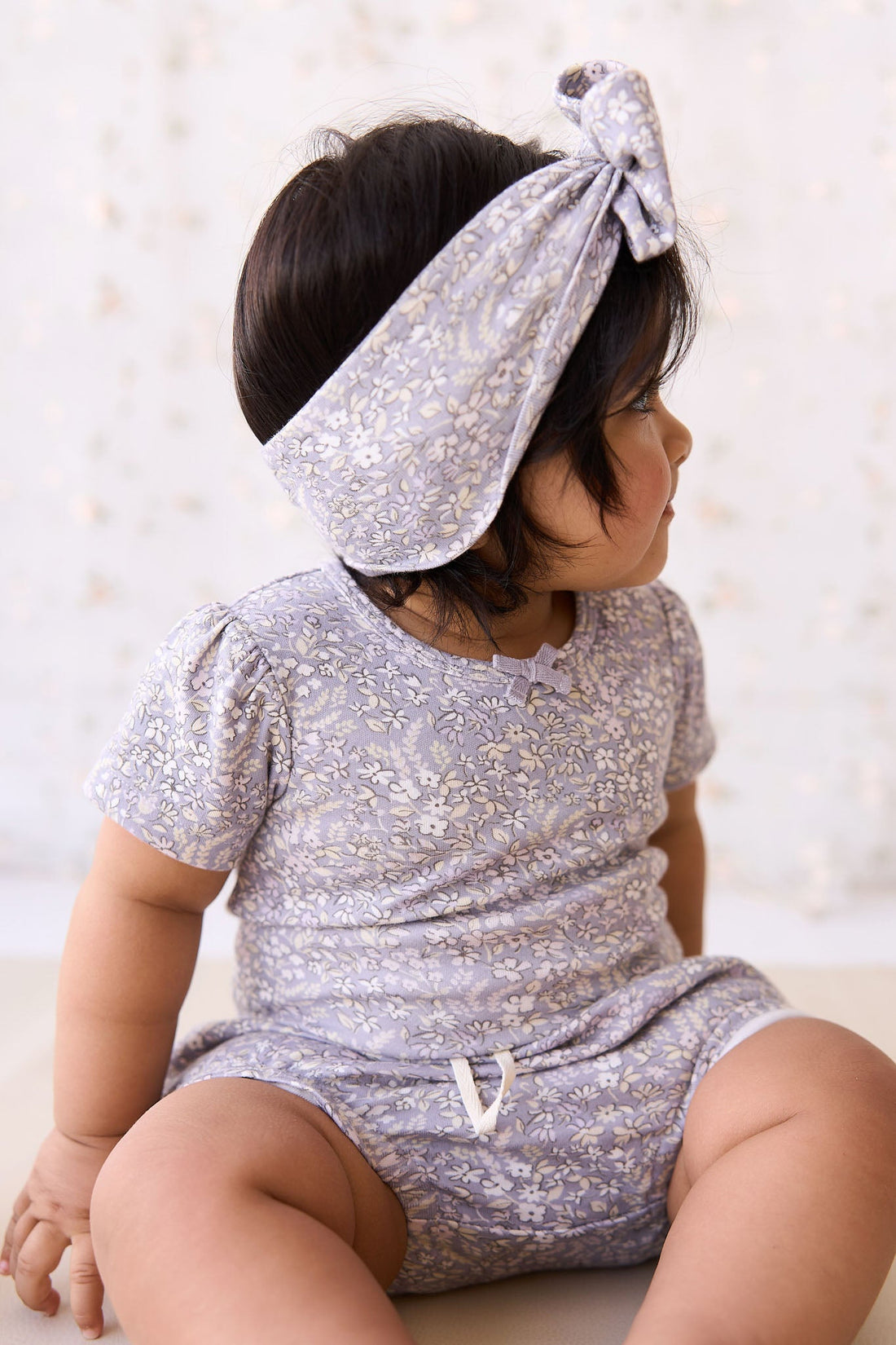 Organic Cotton Cap Sleeve Bodysuit - April Lilac Childrens Bodysuit from Jamie Kay Australia