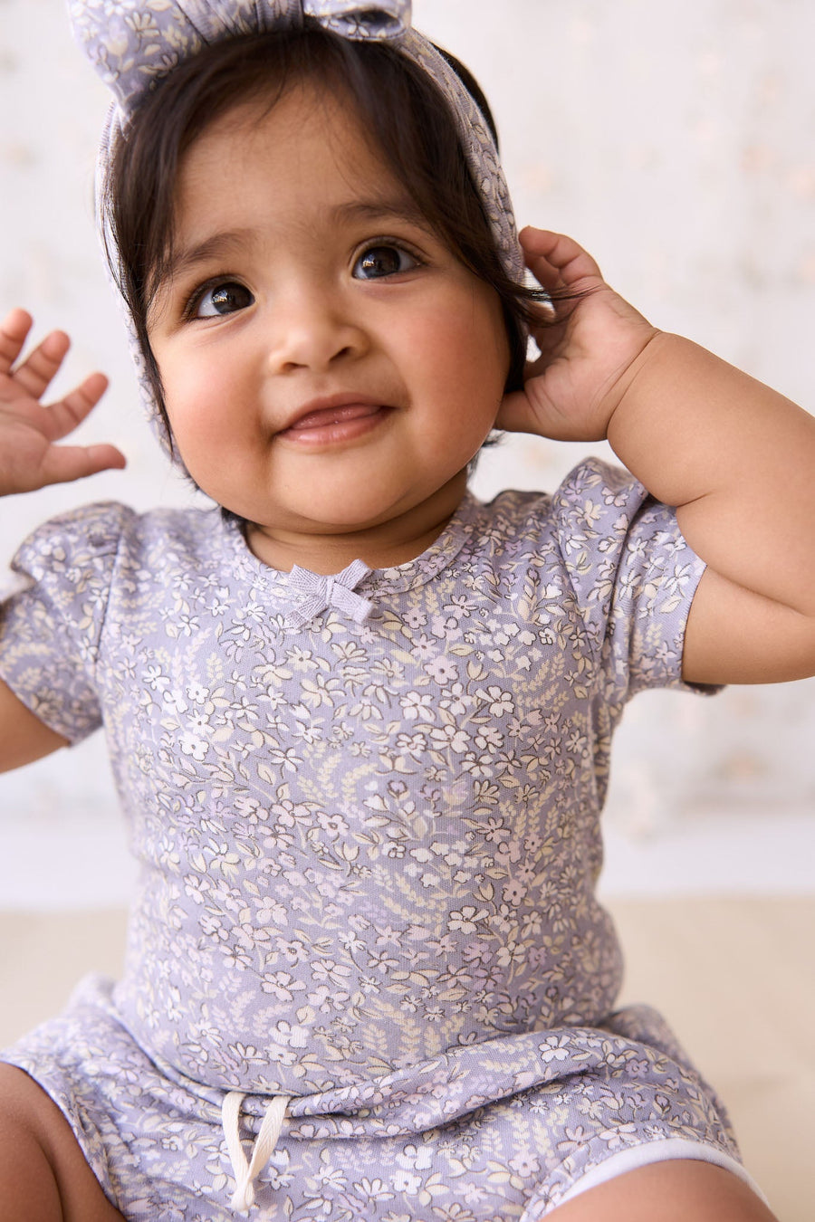 Organic Cotton Cap Sleeve Bodysuit - April Lilac Childrens Bodysuit from Jamie Kay Australia