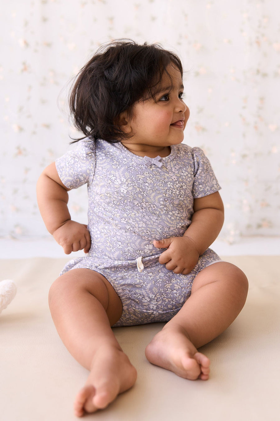 Organic Cotton Cap Sleeve Bodysuit - April Lilac Childrens Bodysuit from Jamie Kay Australia