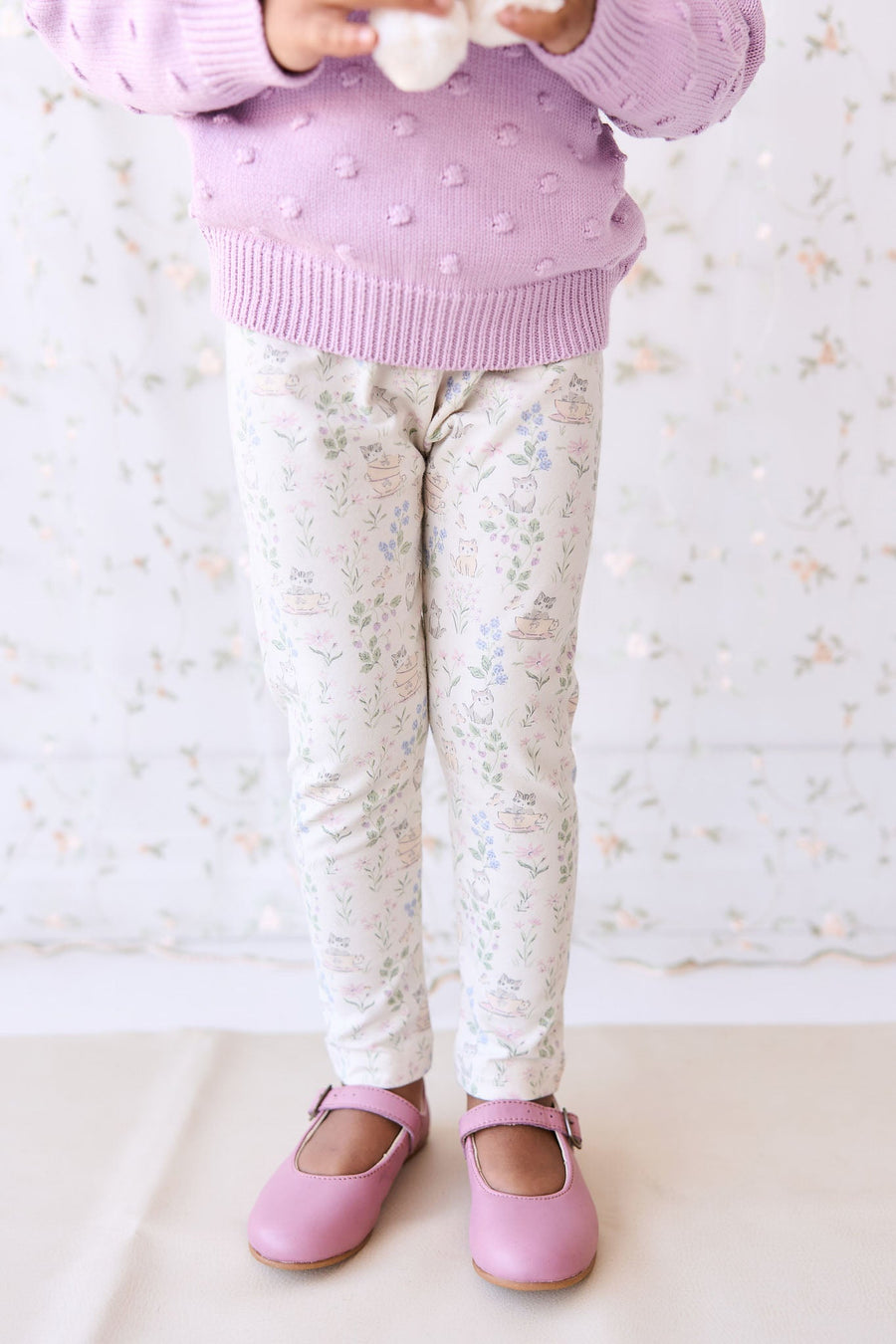 Organic Cotton Everyday Legging - Moons Garden Lavender Childrens Legging from Jamie Kay Australia