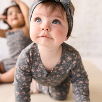 Organic Cotton Long Sleeve Bodysuit - Rosalie Floral Lava Childrens Bodysuit from Jamie Kay Australia