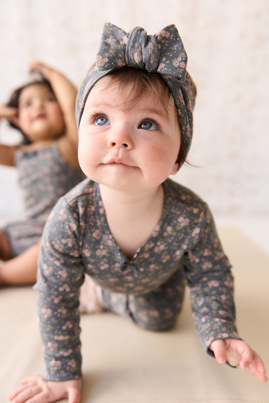 Organic Cotton Long Sleeve Bodysuit - Rosalie Floral Lava Childrens Bodysuit from Jamie Kay Australia