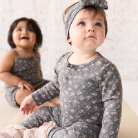 Organic Cotton Long Sleeve Bodysuit - Rosalie Floral Lava Childrens Bodysuit from Jamie Kay Australia