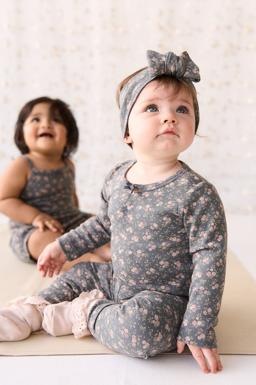 Organic Cotton Long Sleeve Bodysuit - Rosalie Floral Lava Childrens Bodysuit from Jamie Kay Australia