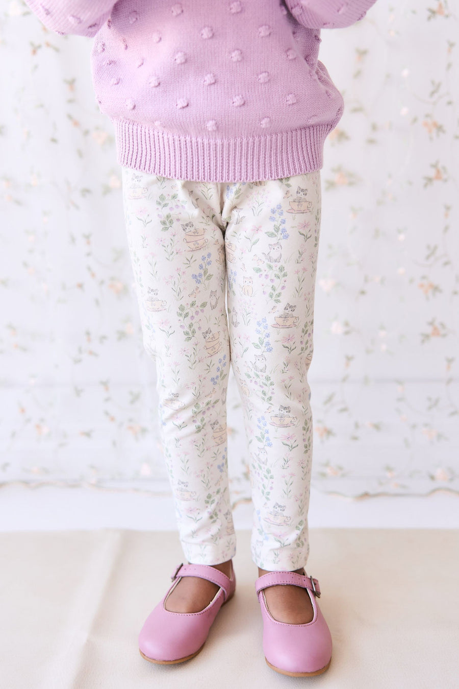 Organic Cotton Everyday Legging - Moons Garden Lavender Childrens Legging from Jamie Kay Australia