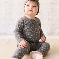 Organic Cotton Long Sleeve Bodysuit - Rosalie Floral Lava Childrens Bodysuit from Jamie Kay Australia