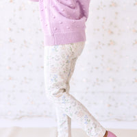 Organic Cotton Everyday Legging - Moons Garden Lavender Childrens Legging from Jamie Kay Australia