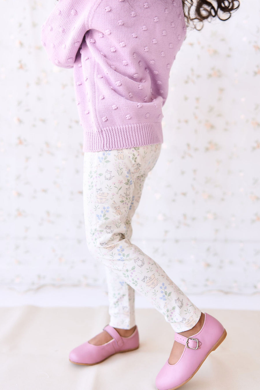 Organic Cotton Everyday Legging - Moons Garden Lavender Childrens Legging from Jamie Kay Australia