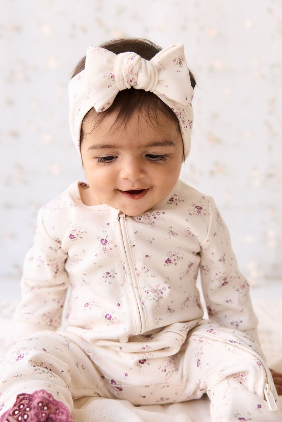 Organic Cotton Headband - Sweet William Floral Natural Childrens Headband from Jamie Kay Australia