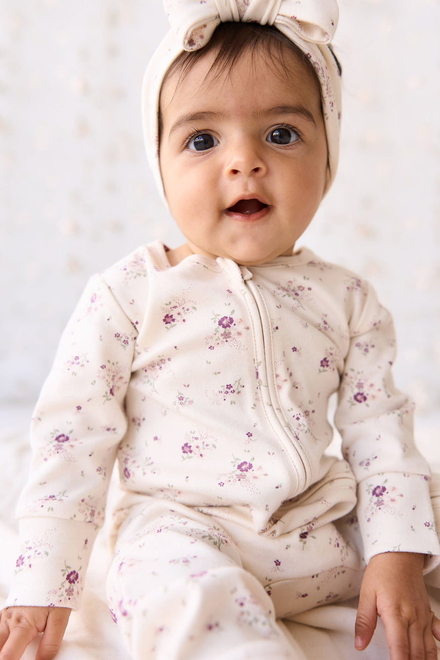 Organic Cotton Frankie Onepiece - Sweet William Floral Natural Childrens Onepiece from Jamie Kay Australia