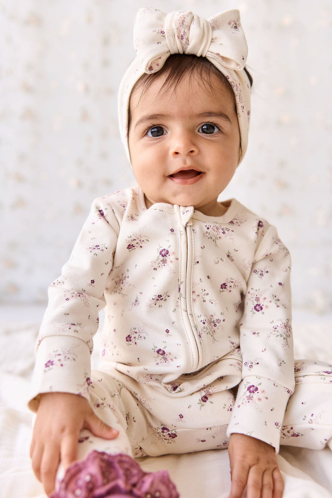 Organic Cotton Frankie Onepiece - Sweet William Floral Natural Childrens Onepiece from Jamie Kay Australia