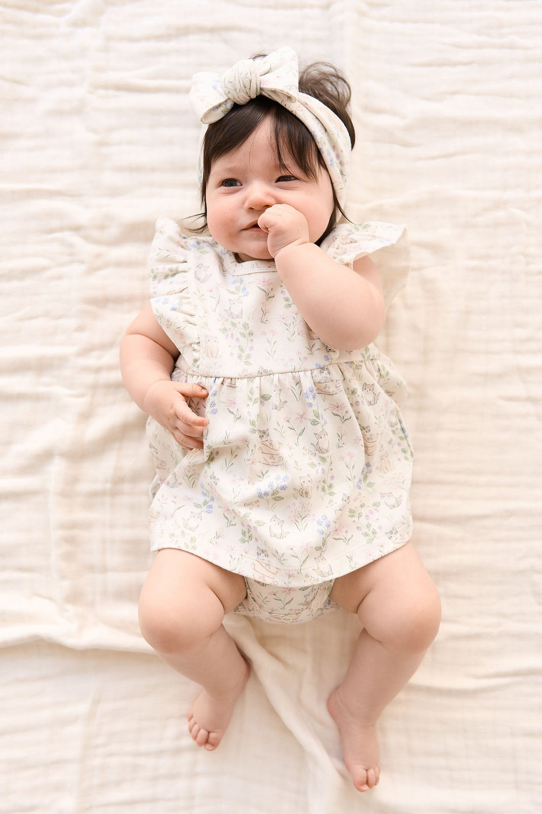 Organic Cotton Elianna Playsuit - Moons Garden Lavender Childrens Playsuit from Jamie Kay Australia