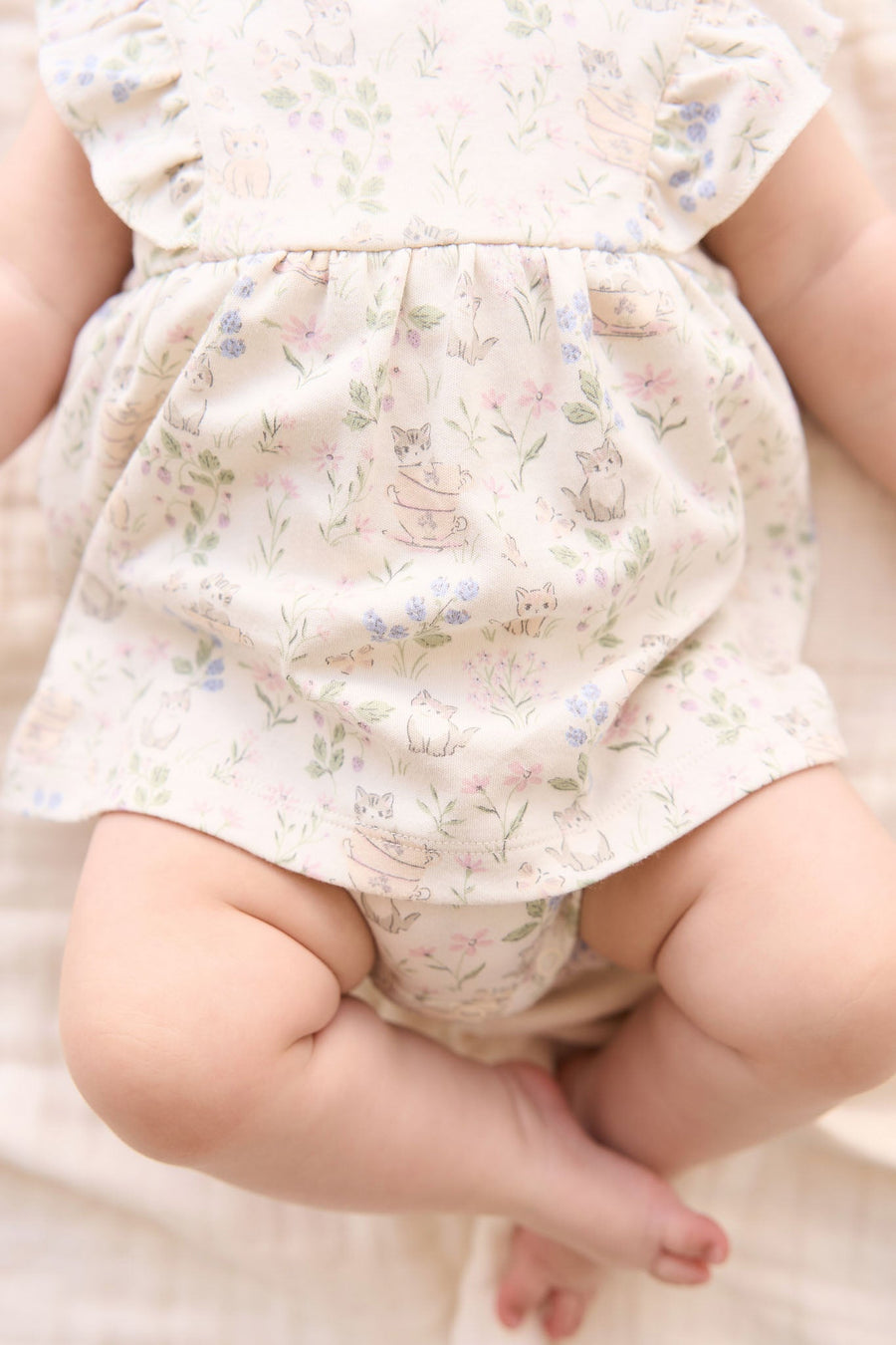 Organic Cotton Elianna Playsuit - Moons Garden Lavender Childrens Playsuit from Jamie Kay Australia