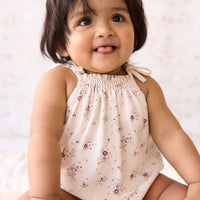 Organic Cotton Cassie Playsuit - Sweet William Floral Natural Childrens Playsuit from Jamie Kay Australia