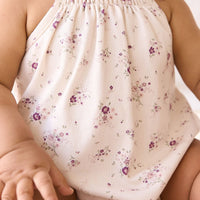 Organic Cotton Cassie Playsuit - Sweet William Floral Natural Childrens Playsuit from Jamie Kay Australia