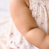 Organic Cotton Cassie Playsuit - Sweet William Floral Natural Childrens Playsuit from Jamie Kay Australia