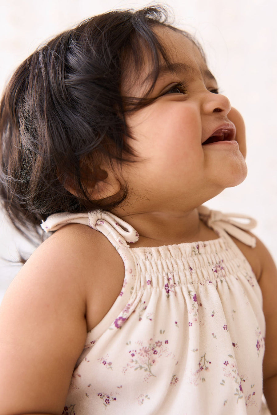 Organic Cotton Cassie Playsuit - Sweet William Floral Natural Childrens Playsuit from Jamie Kay Australia