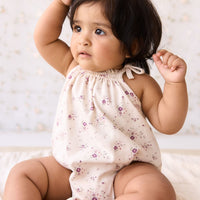 Organic Cotton Cassie Playsuit - Sweet William Floral Natural Childrens Playsuit from Jamie Kay Australia