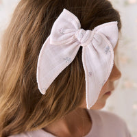 Organic Cotton Muslin Bow - Meredith Violet Childrens Hair Bow from Jamie Kay Australia