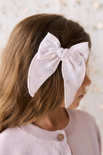 Organic Cotton Muslin Bow - Meredith Violet Childrens Hair Bow from Jamie Kay Australia