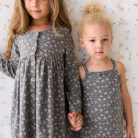 Organic Cotton Poppy Dress - Rosalie Floral Lava Childrens Dress from Jamie Kay Australia