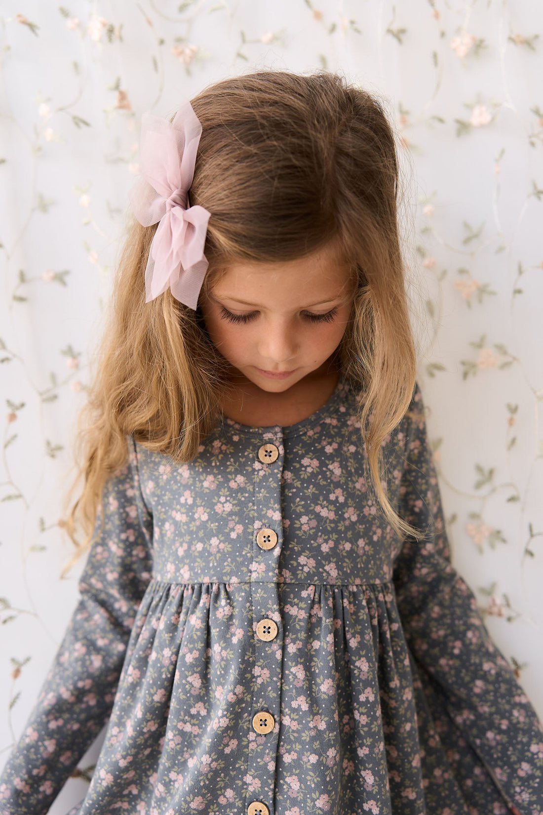 Organic Cotton Poppy Dress - Rosalie Floral Lava Childrens Dress from Jamie Kay Australia