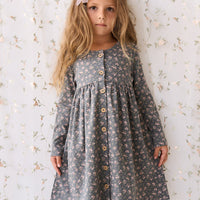 Organic Cotton Poppy Dress - Rosalie Floral Lava Childrens Dress from Jamie Kay Australia