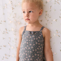 Organic Cotton Singlet - Rosalie Floral Lava Childrens Singlet from Jamie Kay Australia