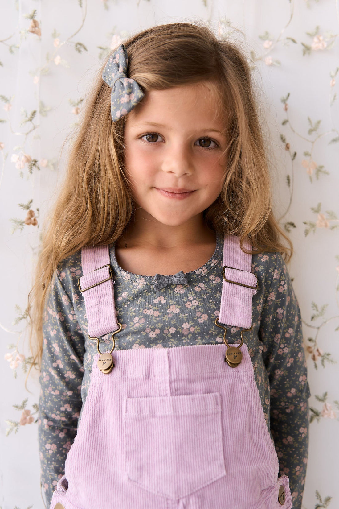 Organic Cotton Long Sleeve Top - Rosalie Floral Lava Childrens Top from Jamie Kay Australia