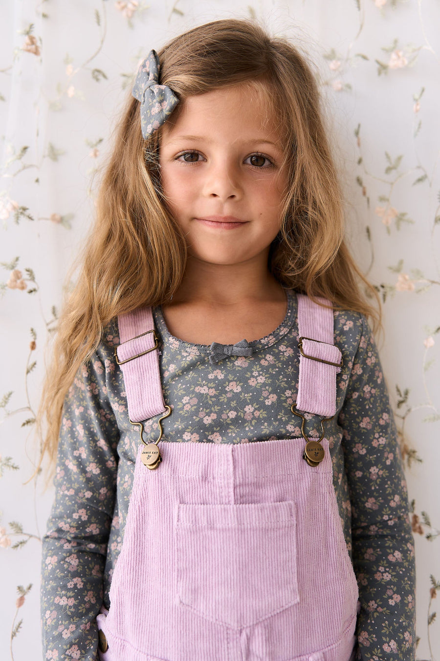 Organic Cotton Long Sleeve Top - Rosalie Floral Lava Childrens Top from Jamie Kay Australia