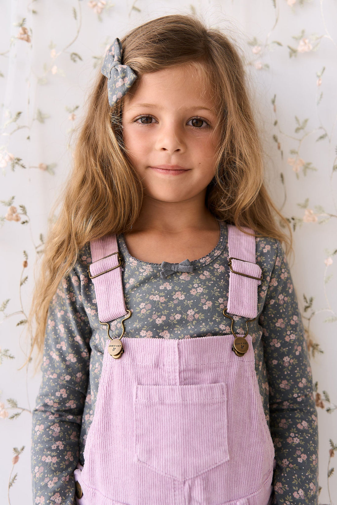 Organic Cotton Long Sleeve Top - Rosalie Floral Lava Childrens Top from Jamie Kay Australia