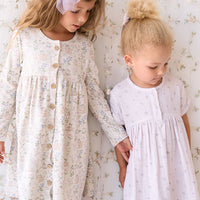 Organic Cotton Poppy Dress - Moons Garden Lavender Childrens Dress from Jamie Kay Australia