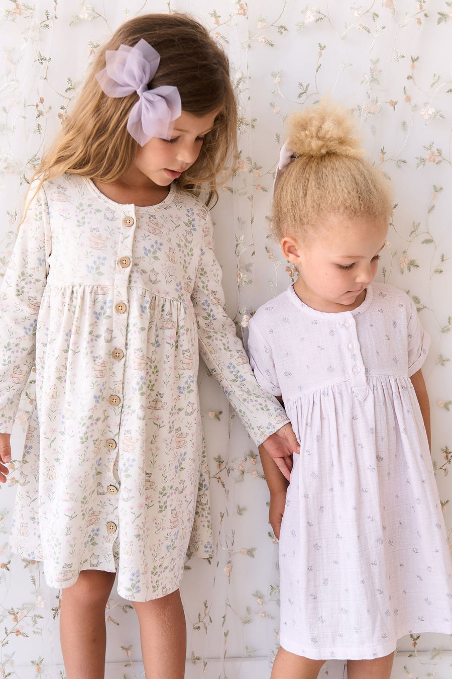 Organic Cotton Poppy Dress - Moons Garden Lavender Childrens Dress from Jamie Kay Australia