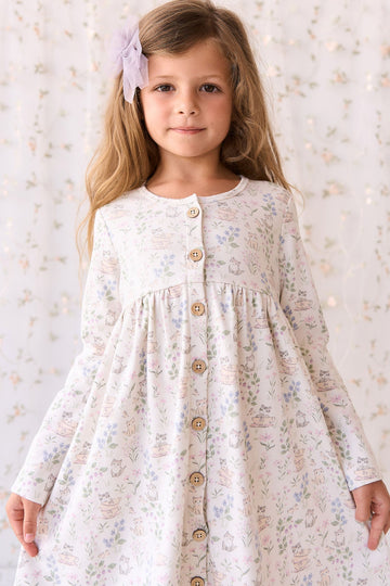 Organic Cotton Poppy Dress - Moons Garden Lavender Childrens Dress from Jamie Kay Australia