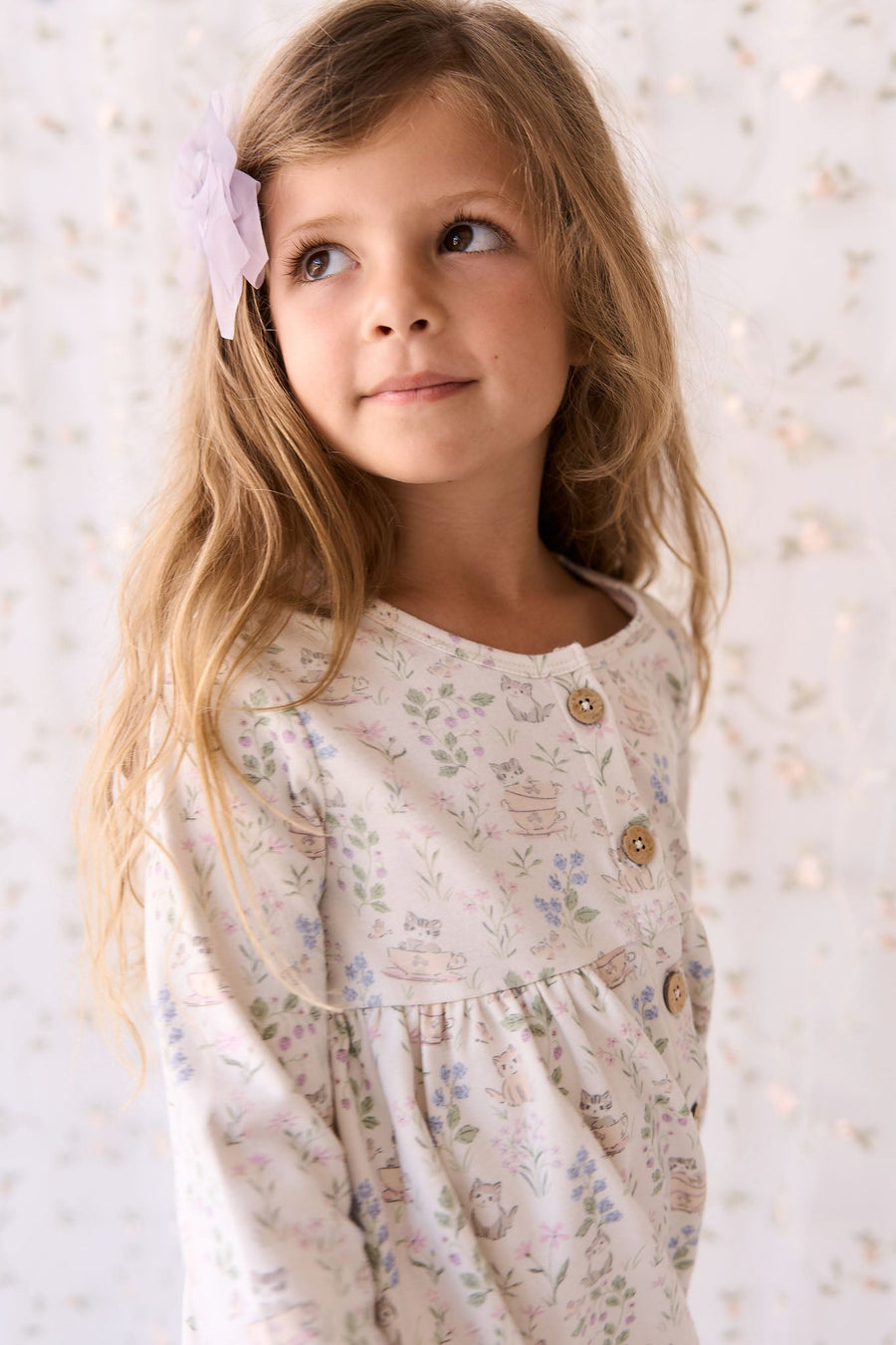 Organic Cotton Poppy Dress - Moons Garden Lavender Childrens Dress from Jamie Kay Australia