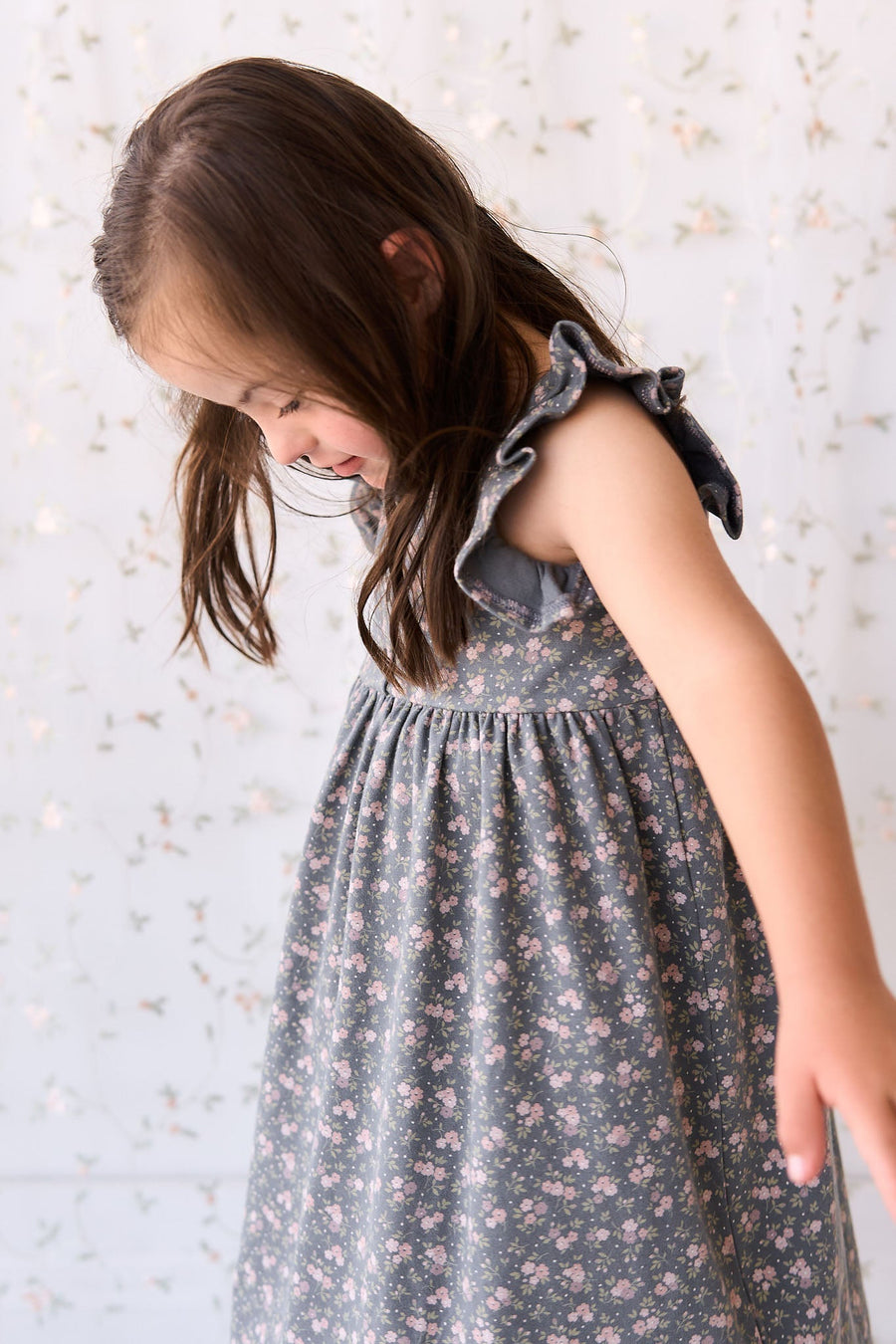 Organic Cotton Sienna Dress - Rosalie Floral Lava Childrens Dress from Jamie Kay Australia