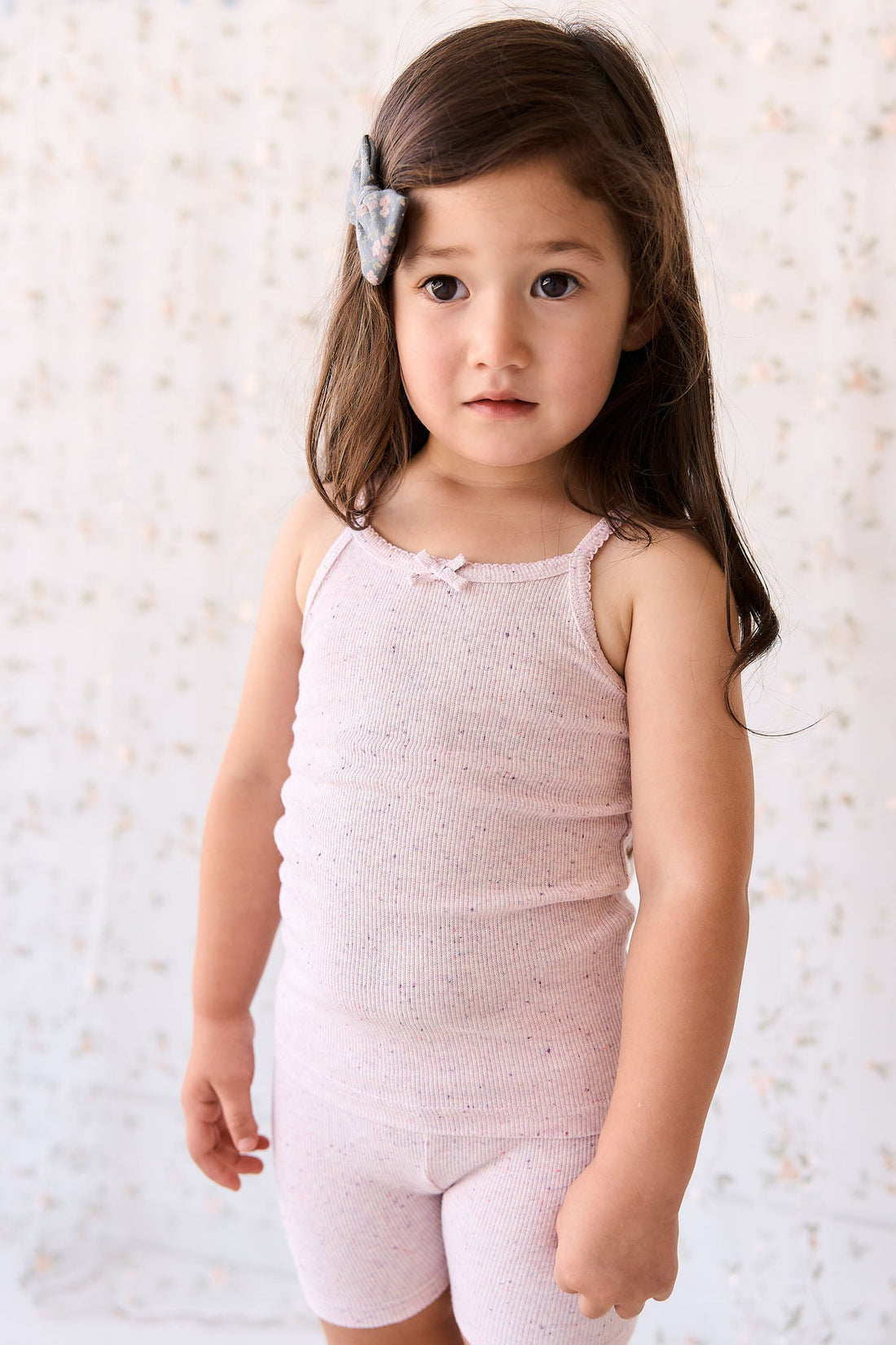 Organic Cotton Fine Rib Singlet - Tulip Fleck Childrens Singlet from Jamie Kay Australia