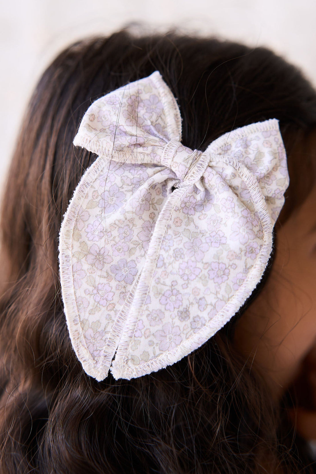 Organic Cotton Bow - Chloe Lavender Childrens Hair Bow from Jamie Kay Australia