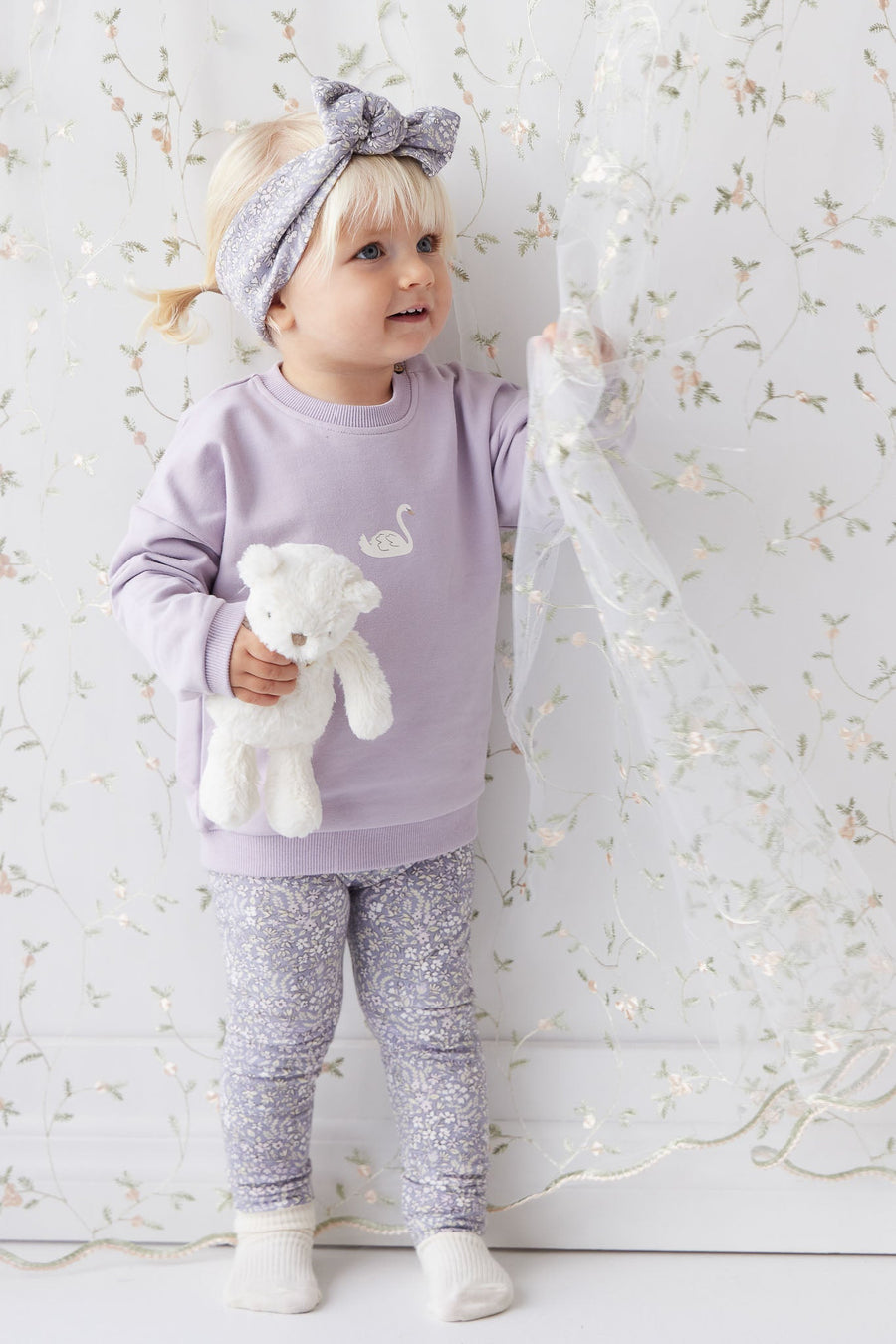 Organic Cotton Everyday Legging - April Lilac Childrens Legging from Jamie Kay Australia